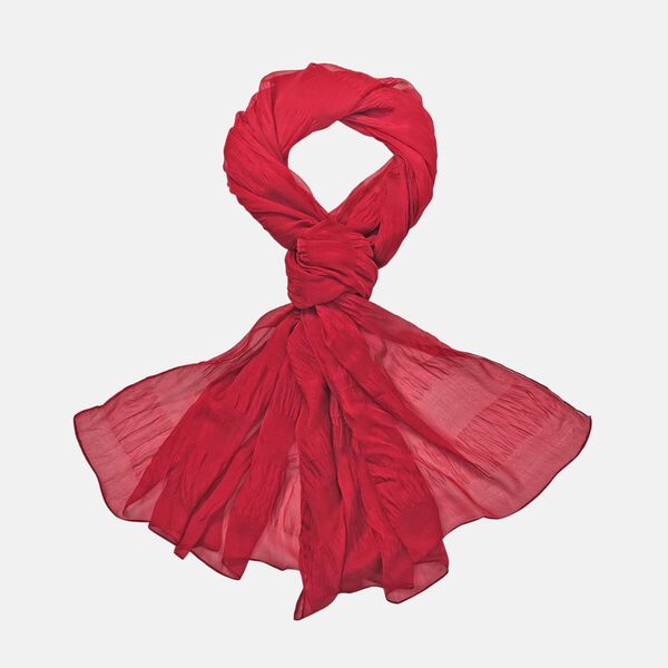 LA MAREY &ndash; 100% Maulbeeren-Seidenschal, Chiffon, 110x200cm, rot image number 9