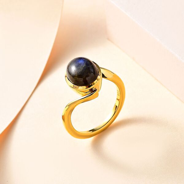 AAA Labradorit Ring 925 Silber 750 Gelbgold Vermeil (Gr&ouml;&szlig;e 21.00) ca. 3,09 ct image number 2