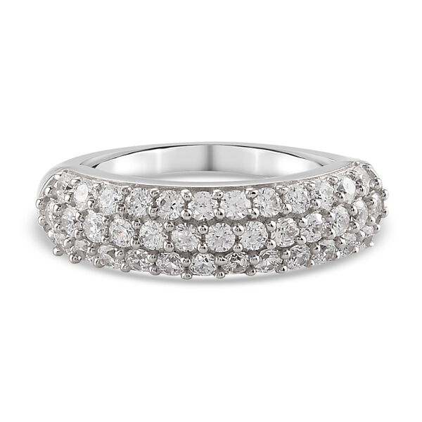 LUSTRO STELLA Hergestellt mit ZIRKONIA Half Eternity Band Ring 925 Silber Platin-&Uuml;berzug