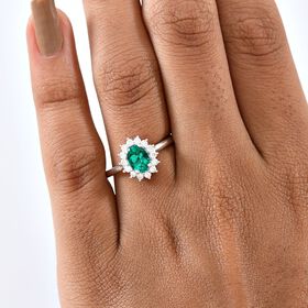 LUXURIANT AAA Labor kolumbianischer Smaragd und Moissanit Ring - 1 ct.