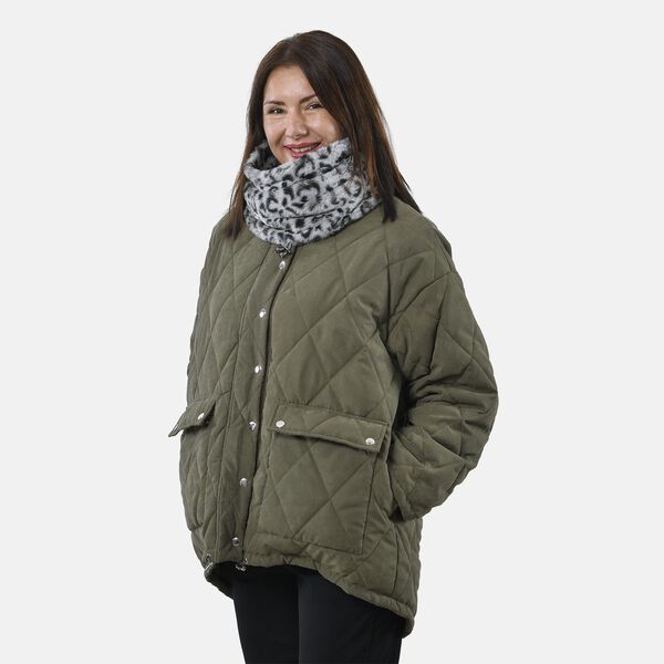 2 in 1 Infinity Schal und M&uuml;tze, Grau Leopardmuster image number 2