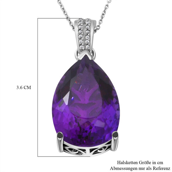 Afrikanischer Amethyst und wei&szlig;er Zirkon-Anh&auml;nger mit Kette, 925 Silber platiniert ca. 27.14 ct image number 5