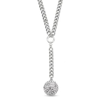 Wei&szlig;e Kristall-Halskette 50 cm und Ohrstecker in Silberton - 7 ct.