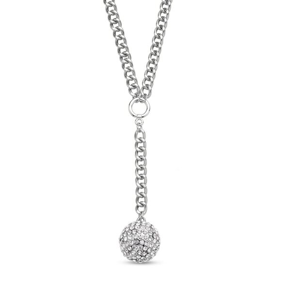 Weiße Kristall-Halskette 50 cm und Ohrstecker in Silberton - 7 ct. image number 3