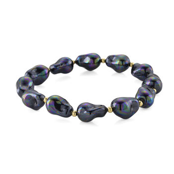 Flexibles, pfauenfarbenes Muschelkernperle Armband