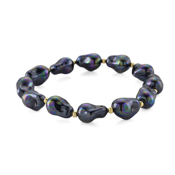 Flexibles, pfauenfarbenes Muschelkernperle Armband