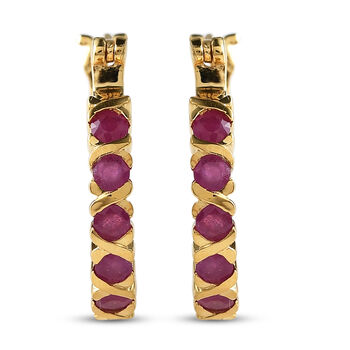 Afrikanischer Rubin Creolen 925 Silber vergoldet ca. 1,85 ct