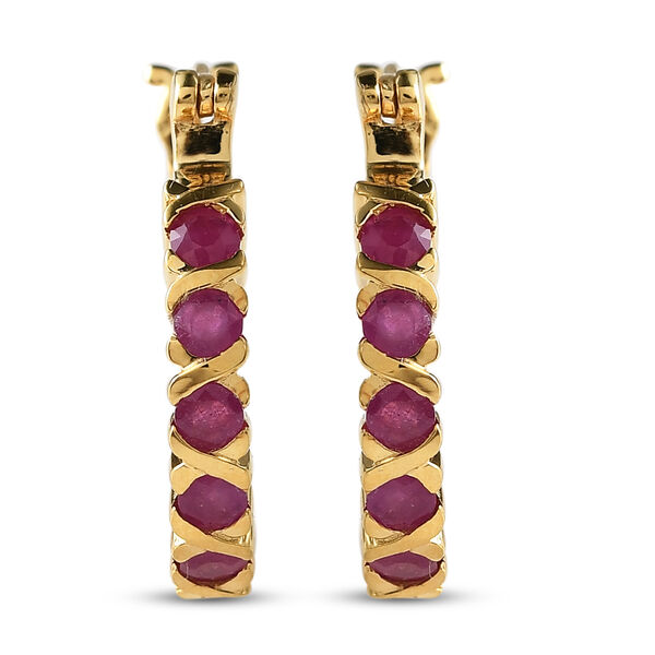 Afrikanischer Rubin Creolen 925 Silber vergoldet ca. 1,85 ct