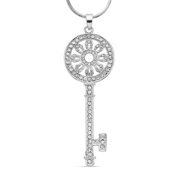 Wei&szlig;er Kristall-Anh&auml;nger mit Kette - 4 ct.