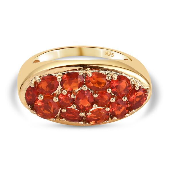 Mexikanischer Kirschfeuer-Opal Ring 925 Silber vergoldet  ca. 1,32 ct