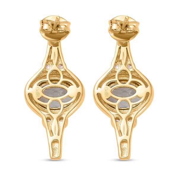 Blau Topas, Wei&szlig;er Zirkon Ohrringe Messing ca. 3.29 ct image number 4