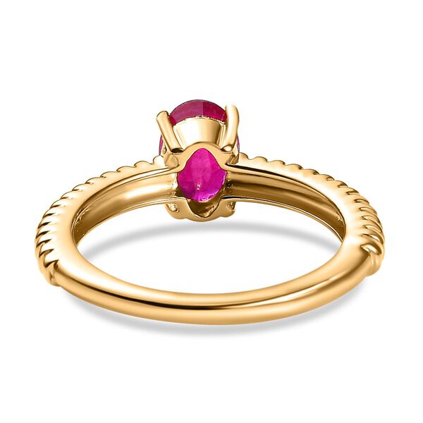 Afrikanischer Rubin (Fissure gef&uuml;llt) Ring, 925 Silber Gelbgold Vermeil, (Gr&ouml;&szlig;e 18.00) ca. 1.09 ct image number 6