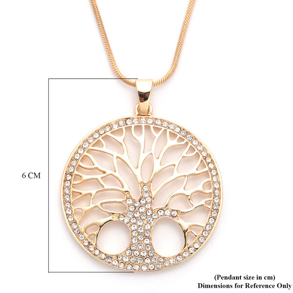 Wei&szlig;er Kristall Lebensbaum Anh&auml;nger mit Kette ca. 50 cm in goldfarben image number 5