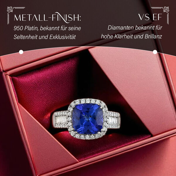 RHAPSODY AAAA Tansanit und VS EF Diamant Halo Ring in 950 Platin - 4,30 ct. image number 3