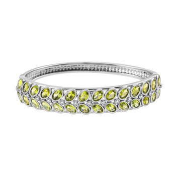 Nat&uuml;rliches Peridot, wei&szlig;er Zirkon Armreif, ca. 19 cm, Edelstahl ca. 13.67 ct