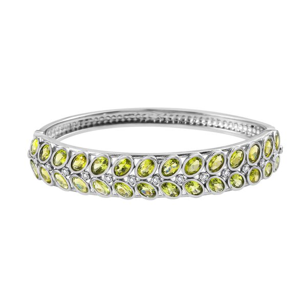 Nat&uuml;rlicher Peridot und Zirkon-Armreif, 19 cm - 13,67 ct.