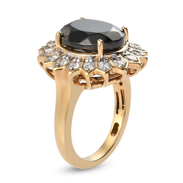 Elite Shungit und Zirkon Halo Ring 925 Silber vergoldet  ca. 3,67 ct image number 6