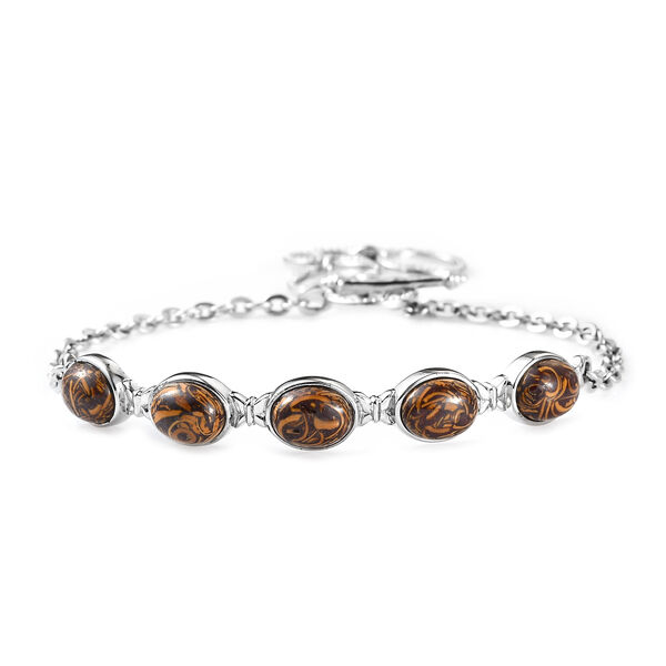 Skript Stein Armband mit Knebelverschluss, 19 cm, Edelstahl ca. 11,60 ct image number 0