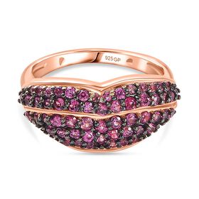 GP Amore Kollektion- AA Rhodolith Granat und Kanchanaburi blauer Saphir-Ring - 1,21 ct.