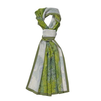 LA MAREY: Premium Selection - 100% Maulbeerenseiden-Halstuch, 35x150cm, Gr&uuml;ne Wiesen