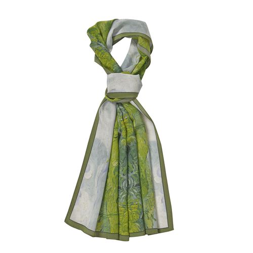 LA MAREY: Premium Selection - 100% Maulbeerenseiden-Halstuch, 35x150cm, Grüne Wiesen image number 0