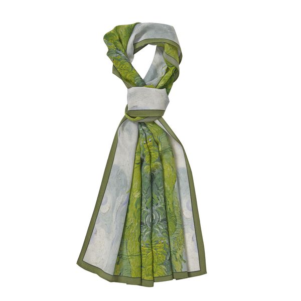 LA MAREY: Premium Selection - 100% Maulbeerenseiden-Halstuch, 35x150cm, Gr&uuml;ne Wiesen image number 0