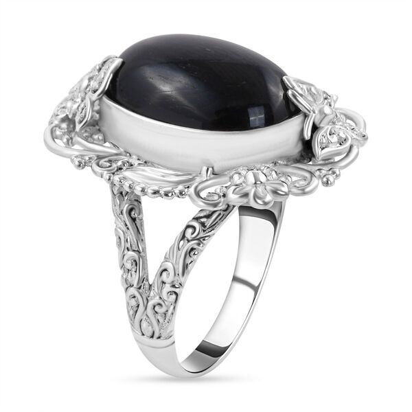 Royal Bali - Schwarz Stern Diopsid Ring, 925 Silber (Größe 16.00) ca. 17,05 ct image number 3