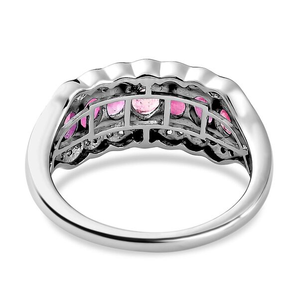 Afrikanischer Rubin (Fissure gef&uuml;llt) und wei&szlig;er Zirkon-Ring, 925 Silber platiniert (Gr&ouml;&szlig;e 17.00) ca. 1.90 ct image number 5