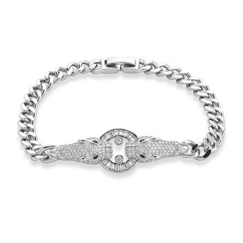 Wei&szlig;er Zirkonia, Gr&uuml;ner Zirkonia Armband ca. 19 cm Nickelfreies Messing