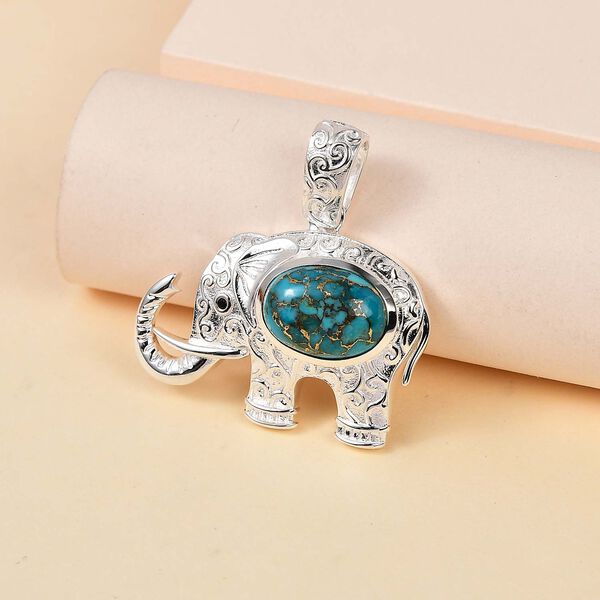 AAA blauer Mojave T&uuml;rkis und schwarzer Spinell-Anh&auml;nger - 7,48 ct. image number 2