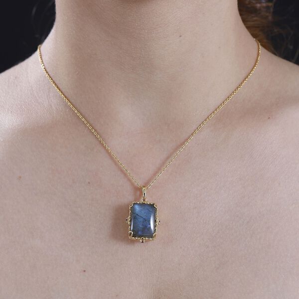 AAA Labradorit und Rhodolith Granat Anh&auml;nger mit 50cm Kette - 15,62 ct. image number 4