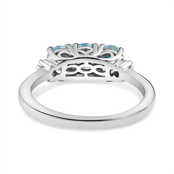 Kambodschanischer, blauer Zirkon, weißer Diamant Ring, 925 Silber platiniert (Größe 21.00) ca. 1.69 ct image number 6
