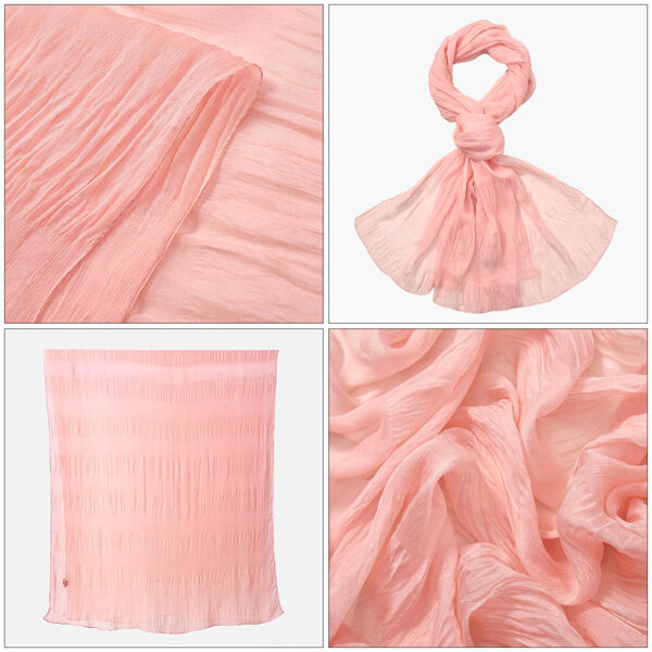 LA MAREY – 100% Maulbeer-Seidenschal Chiffon, 60x170cm, rosa image number 4