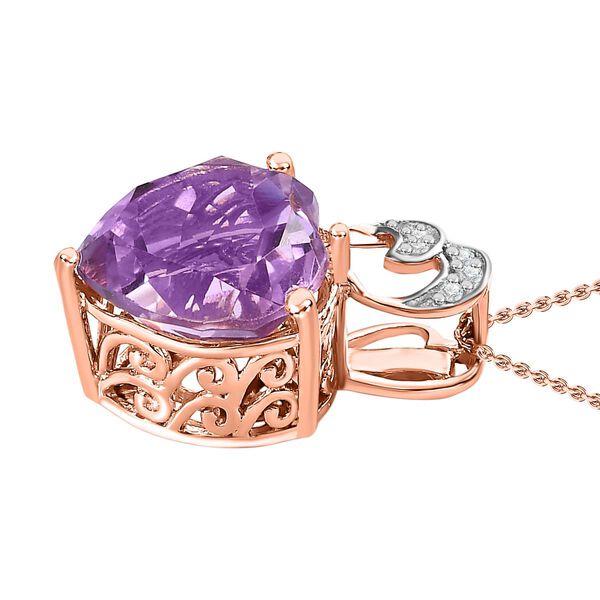 GP Art Déco Kollektion - Rose De France Amethyst, Diamant und Kanchanaburi blauer Saphir-Anhänger mit Kette in Silber image number 4