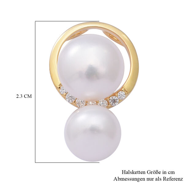 Wei&szlig;e S&uuml;&szlig;wasser Perle und Simulierter Diamant Anh&auml;nger 925 Silber vergoldet ca. 9,19 ct image number 4