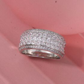 LUSTRO STELLA - Weißer Zirkonia Ring 925 Silber rhodiniert (Größe 18.00)