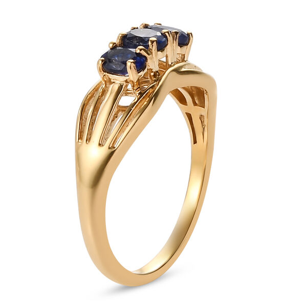 Masoala Saphir (Fissure gefüllt) 3 Stein Ring 925 Silber vergoldet image number 5