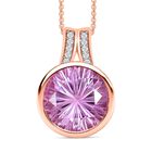 Rose De France Amethyst, Weißer Zirkon Schmuckset 925 Silber 750 Roségold Vermeil ca. 6.84 ct