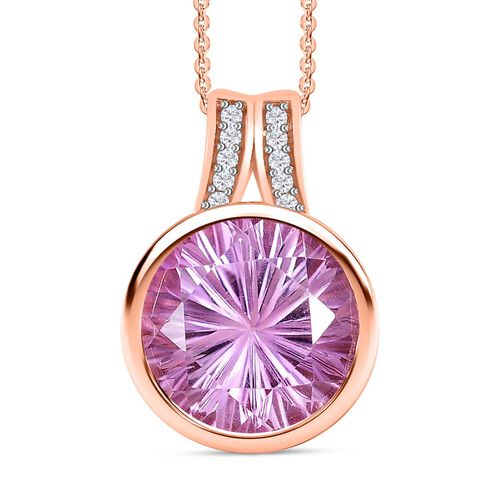 Rose De France Amethyst, Weißer Zirkon Schmuckset 925 Silber 750 Roségold Vermeil ca. 6.84 ct image number 0