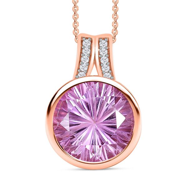 Rose De France Amethyst, Weißer Zirkon Schmuckset 925 Silber 750 Roségold Vermeil ca. 6.84 ct image number 0