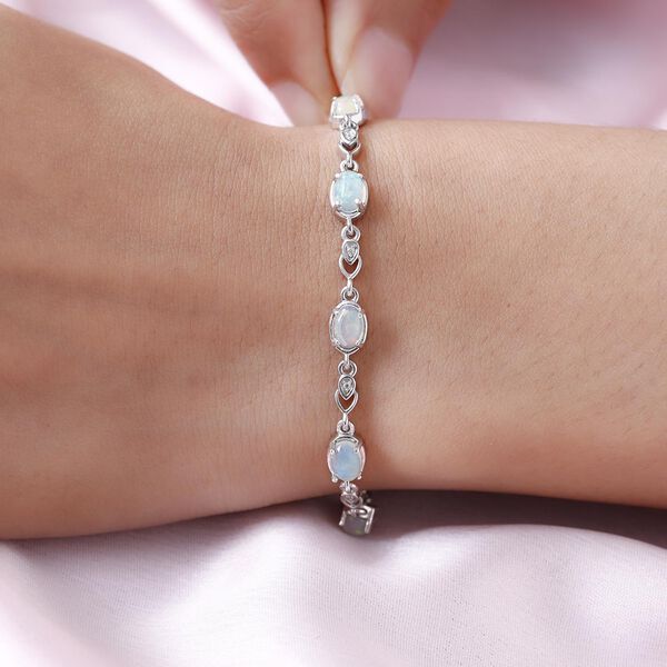 Nat&uuml;rliches, &auml;thiopisches Opal und Zirkon-Armband in Silber image number 3