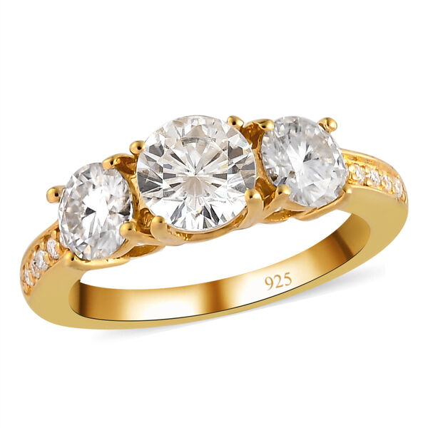 88 Facetten Moissanit Ring, 925 Silber vergoldet  ca. 1,67 ct image number 4