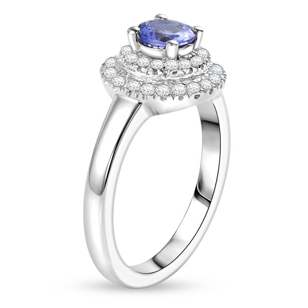 Tansanit und Zirkon-Ring, 925 Silber platiniert  ca. 0,90 ct image number 5
