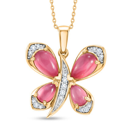 D'Joy Flamingo Mondstein Schmuckset ca. 50 cm 925 Silber 750 Gelbgold vermeil ca. 3.07 ct