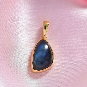 D'Joy AAA Labradorit Anh&auml;nger 925 Silber 750 Gelb Vergoldet ca. 6.66 ct