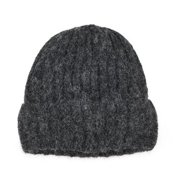 Rippstrick-M&uuml;tze mit Teddyfutter, Einheitsgr&ouml;&szlig;e, Grau