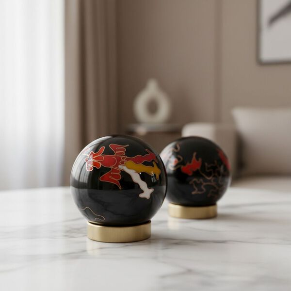 "Cloisonne enamel fitness ball Dragon Size:3# 4.7cm Material:Iron Color: Black " image number 1