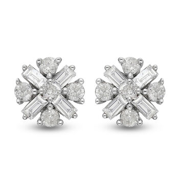 Diamant zertifiziert I2-I3/G-H Cluster Ohrstecker 375 Wei&szlig;gold 0.50 ct