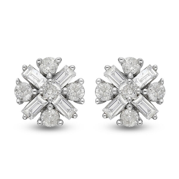 Florale Diamant-Ohrstecker in Wei&szlig;gold