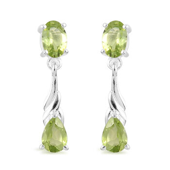 Nat&uuml;rlicher Peridot Ohrringe 925 Silber ca. 1,88 ct
